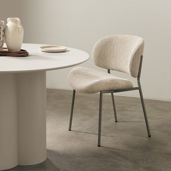 Gepolsterter Stuhl Safira beige, Bouclé