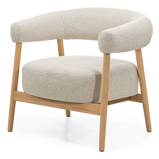 Gepolsterter Stuhl/Sessel Montepulciano, hellbeige/Eichenholz, abgerundet
