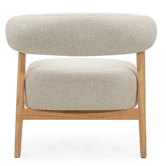 Gepolsterter Stuhl/Sessel Montepulciano, hellbeige/Eichenholz, abgerundet