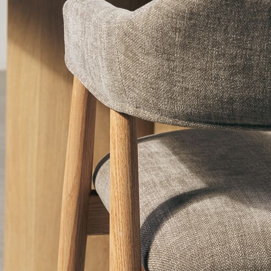 Gepolsterter Stuhl Sorrento, dunkelbeige, Eiche