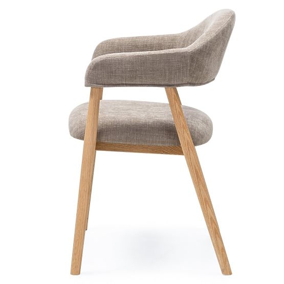 Gepolsterter Stuhl Sorrento, dunkelbeige, Eiche