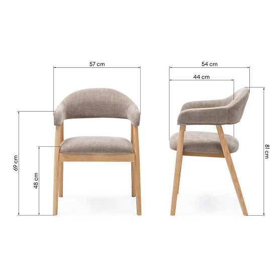 Gepolsterter Stuhl Sorrento, dunkelbeige, Eiche