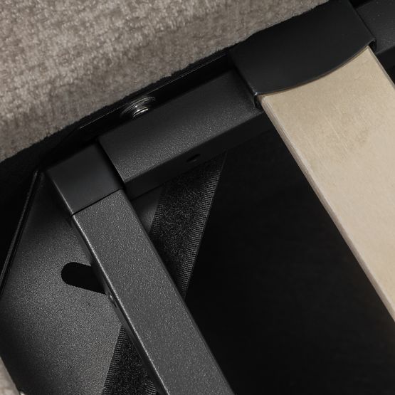 Gepolstertes Bett Luno 140x200 cm, mit Lattenrost und Stauraum, hellbeige, abgerundet