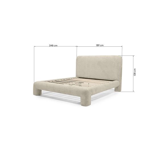 Gepolstertes Bett Rolly 160x200 cm, mit Lattenrost, abgerundet, hellgrau