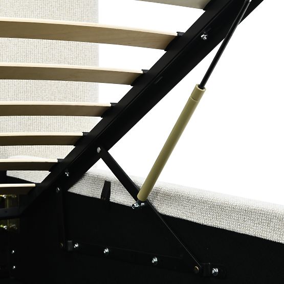 Gepolstertes Bett Snoovia 160x200 cm, mit Lattenrost und Stauraum, hellbeige