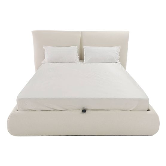 Gepolstertes Bett Yunar 160x200 cm, mit Lattenrost und Stauraum, beige