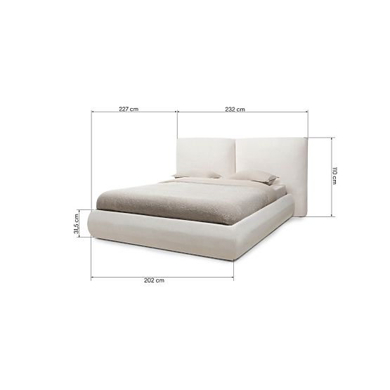 Gepolstertes Bett Yunar 180x200 cm, mit Lattenrost und Stauraum, beige