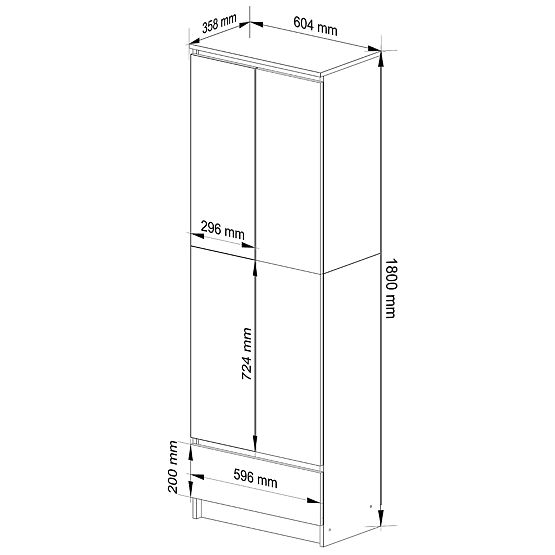 GESCHLOSSENE BÜCHERREGAL R60 2D 1SZ CLP PK WEISS / SONOMA