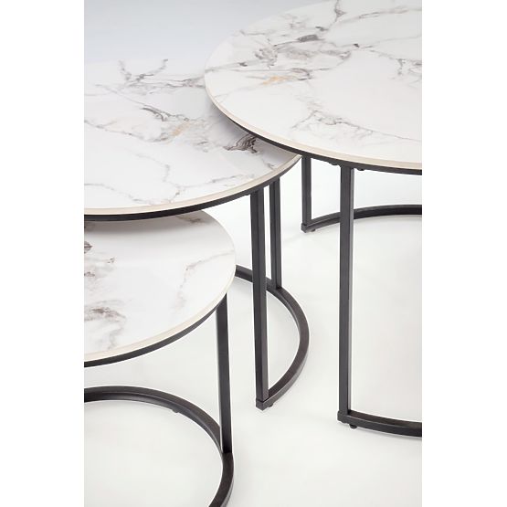 GILDA Set aus 3 Tischen, weißer Marmor / schwarz (1p=1set)