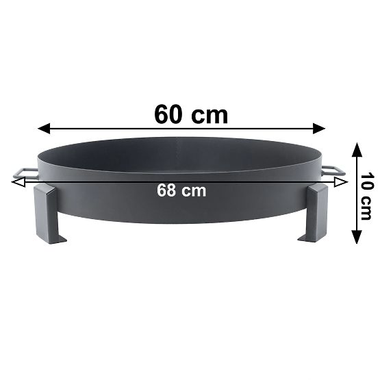 Große robuste gusseiserne Gartenfeuerschale 60 cm mit Griffen ideal für Lagerfeuer