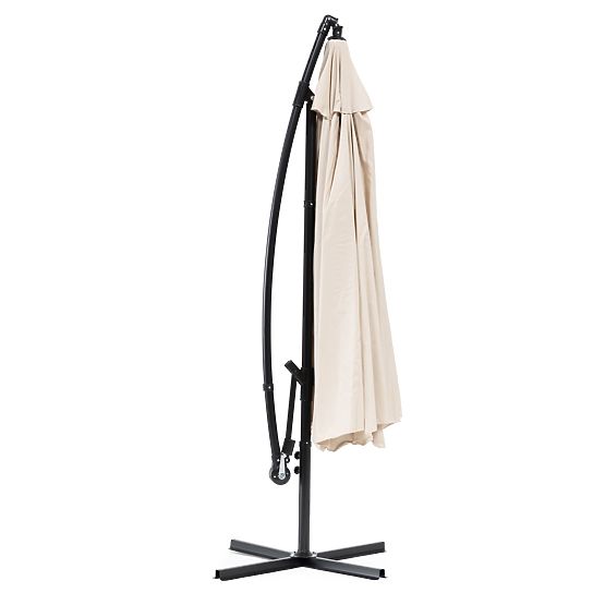 Großer klappbarer Gartensonnenschirm mit Ausleger 3m beige 6 Rippen