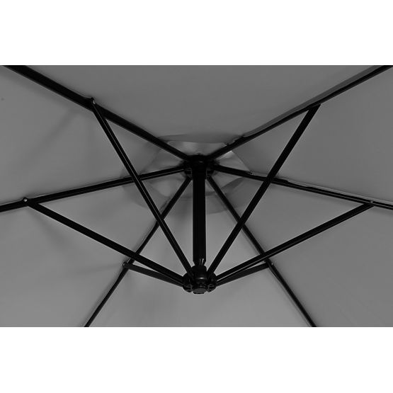 Großer klappbarer Gartensonnenschirm mit Ausleger 3m grau 6 Rippen