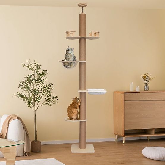 Großer Kratzbaum für Katzen Beige 255-265cm P70503