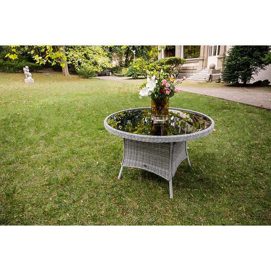 Großer runder Tisch aus Technorattan MODERNO hellgrau