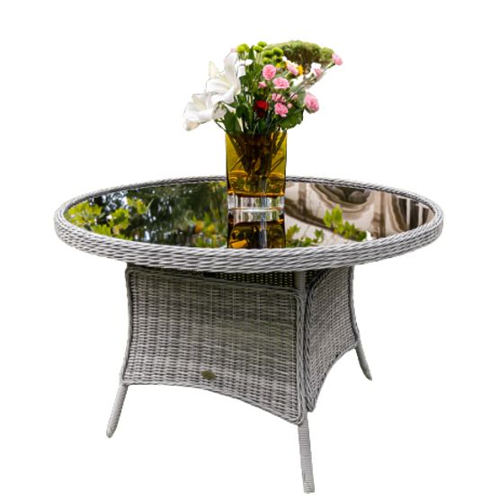 Großer runder Tisch aus Technorattan MODERNO hellgrau