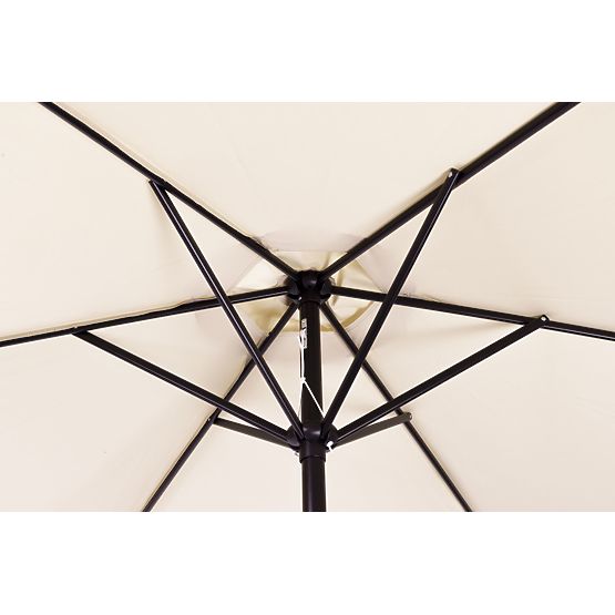 Großer schräger faltbarer Gartensonnenschirm mit Kurbel 6 Rippen beige 270 cm
