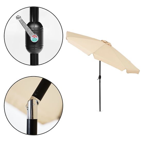 Großer schräger Gartenschirm 3m mit Kurbel beige
