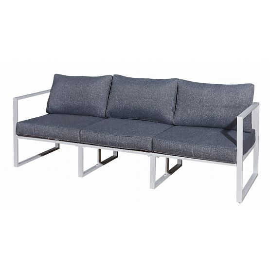 Großes dreisitziges Terrassensofa 204 cm MOSTRARE weißes Aluminium