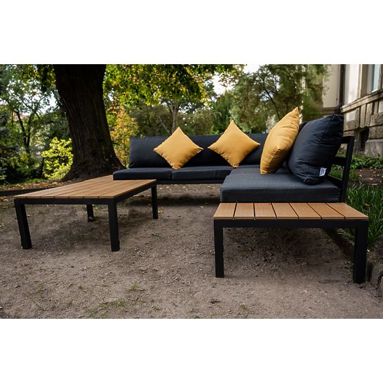 Großes Eckset aus Aluminium mit Tisch MASSIMO schwarz