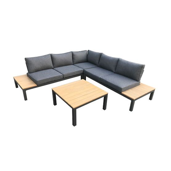 Großes Eckset aus Aluminium mit Tisch MASSIMO schwarz