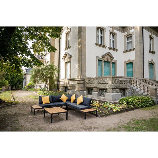 Großes Eckset aus Aluminium mit Tisch MASSIMO schwarz