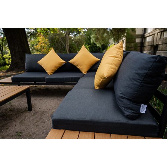 Großes Eckset aus Aluminium mit Tisch MASSIMO schwarz