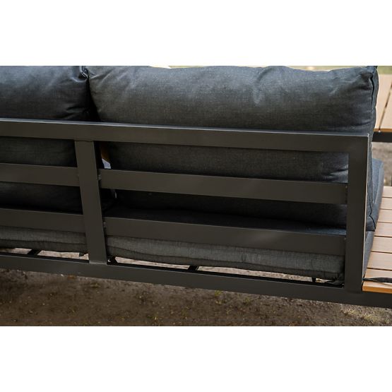 Großes Eckset aus Aluminium mit Tisch MASSIMO schwarz