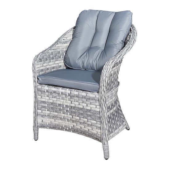 Großes Ess-Set aus Technorattan (6 Sessel + Tisch) MODERNO hellgrau