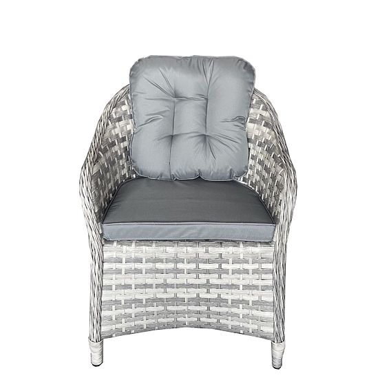 Großes Ess-Set aus Technorattan (6 Sessel + Tisch) MODERNO hellgrau