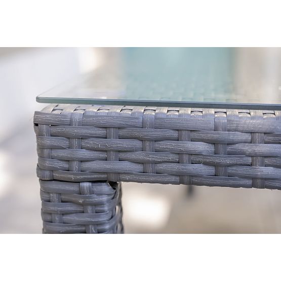 Großes Ess-Set aus Technorattan (8 Stühle + großer Tisch) SOTTILE grau