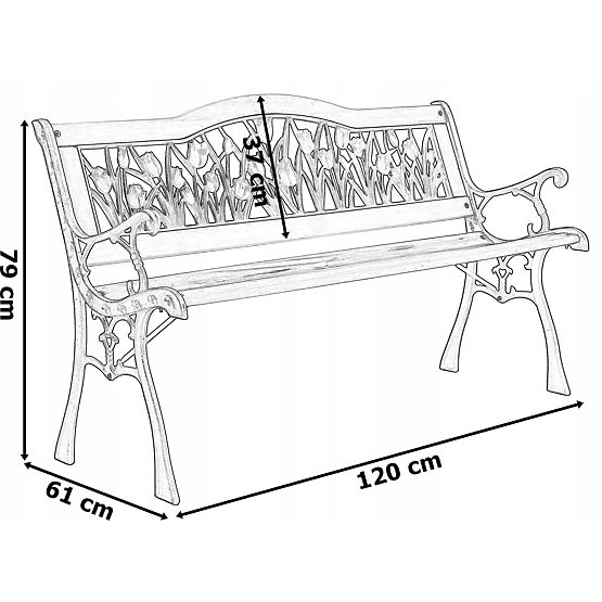 Gusseiserne Gartenbank TULPE