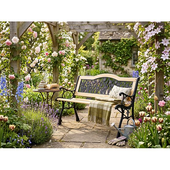 Gusseiserne Gartenbank TULPE