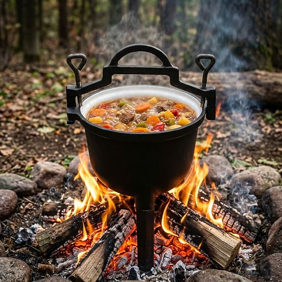 Gusseiserner emaillierter 5L stehender Topf Lagerfeuer Grill MultiGarden