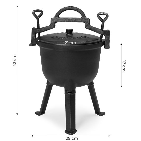Gusseiserner emaillierter 5L stehender Topf Lagerfeuer Grill MultiGarden