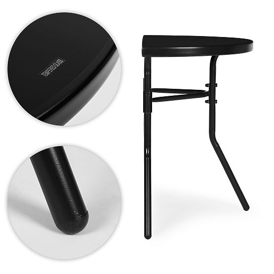 Halbrunder Glastisch für Balkon, Terrasse, Patio schwarz MultiGarden