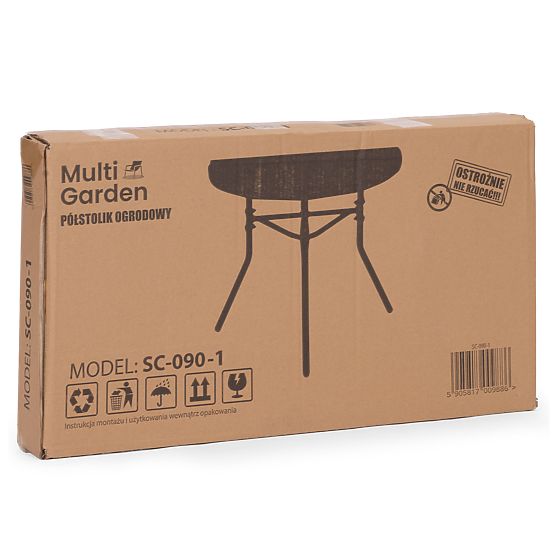 Halbrunder Glastisch für Balkon, Terrasse, Patio schwarz MultiGarden