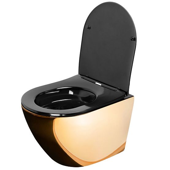 Hänge-WC-Schüssel Carlo Mini Rimless Flat Gold Schwarz