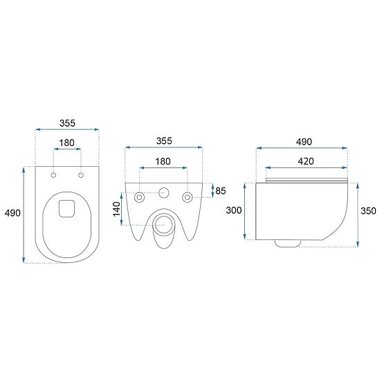 Hänge-WC-Schüssel Rea Carlo Mini Tornado NFQ GOLD EDGE