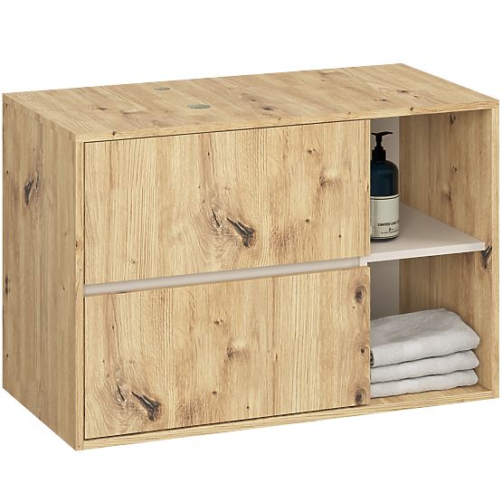 HÄNGENDE BADEZIMMERMÖBEL-SET MIT ÖFFNUNGEN VAMI EICHE ARTISAN / KASCHMIR