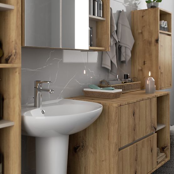 HÄNGENDER BADEZIMMERSCHRANK VAMI W35 1D 1W EICHE ARTISAN / KASCHMIR