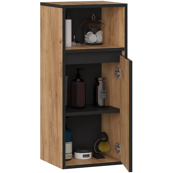 HÄNGENDER BADEZIMMERSCHRANK VAMI W35 1D 1W EICHE CRAFT / SCHWARZ