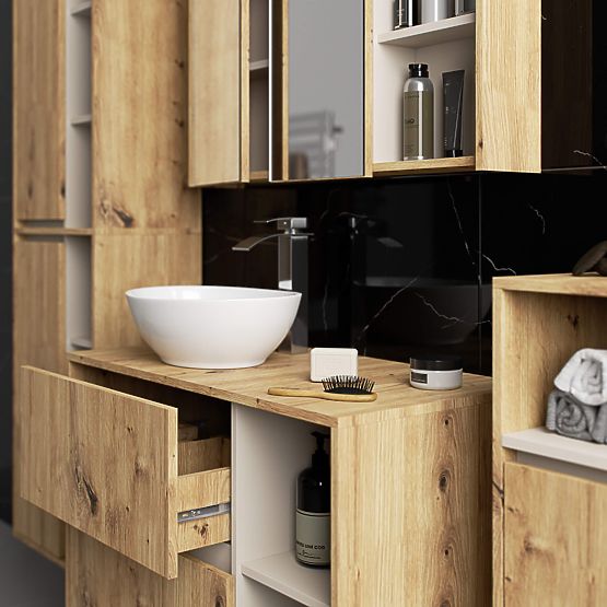HÄNGENDER BADEZIMMERSCHRANK VAMI W50 EICHE ARTISAN / KASCHMIR