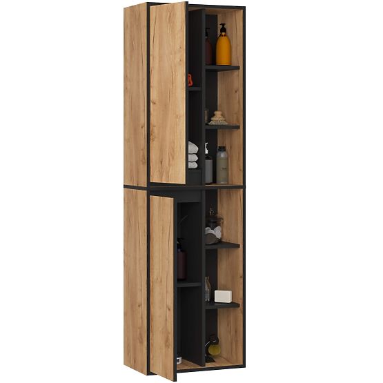 HÄNGENDER BADEZIMMERSCHRANK VAMI W50 EICHE CRAFT / SCHWARZ