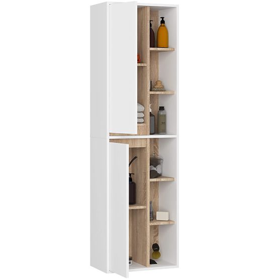 HÄNGENDER BADEZIMMERSCHRANK VAMI W50 2D 6P WEISS / EICHE SONOMA