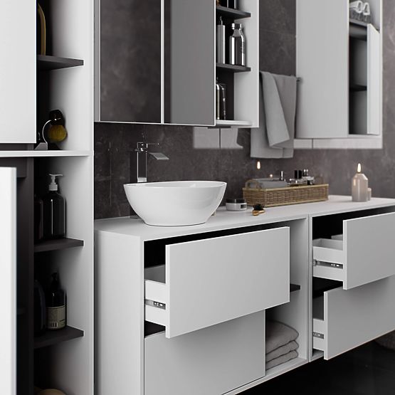 HÄNGENDER BADEZIMMERSCHRANK VAMI W50 2D 6P WEISS / GRAPHITGRAU