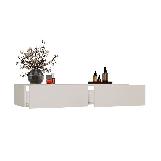 Hängender Kosmetiktisch MIKA 110 cm 2 Schubladen für Schlafzimmer KASCHMIR Beige