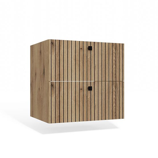 HÄNGESCHRANK UNTER WASCHBECKEN TIGO 60 2S EICHE EVOKE 2 SCHUBLADEN GERILLTE FRONTPLATTE