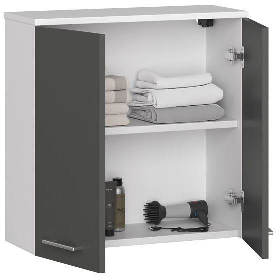 Hängeschrank W 60 cm FIN 2D - Weiß-Grafitgrau