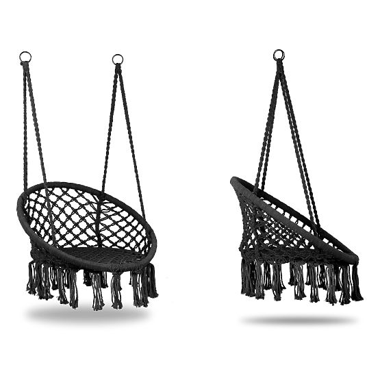 Hängesessel Boho Gartenschaukel Schwarz MultiGarden