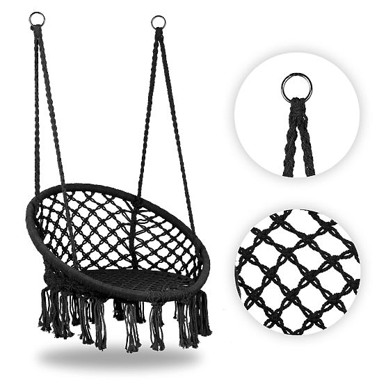 Hängesessel Boho Gartenschaukel Schwarz MultiGarden